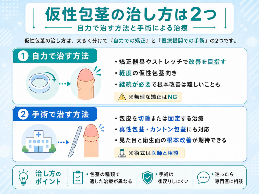 仮性包茎は自力で治る？器具やテープのリスクと2026年最新の対処法