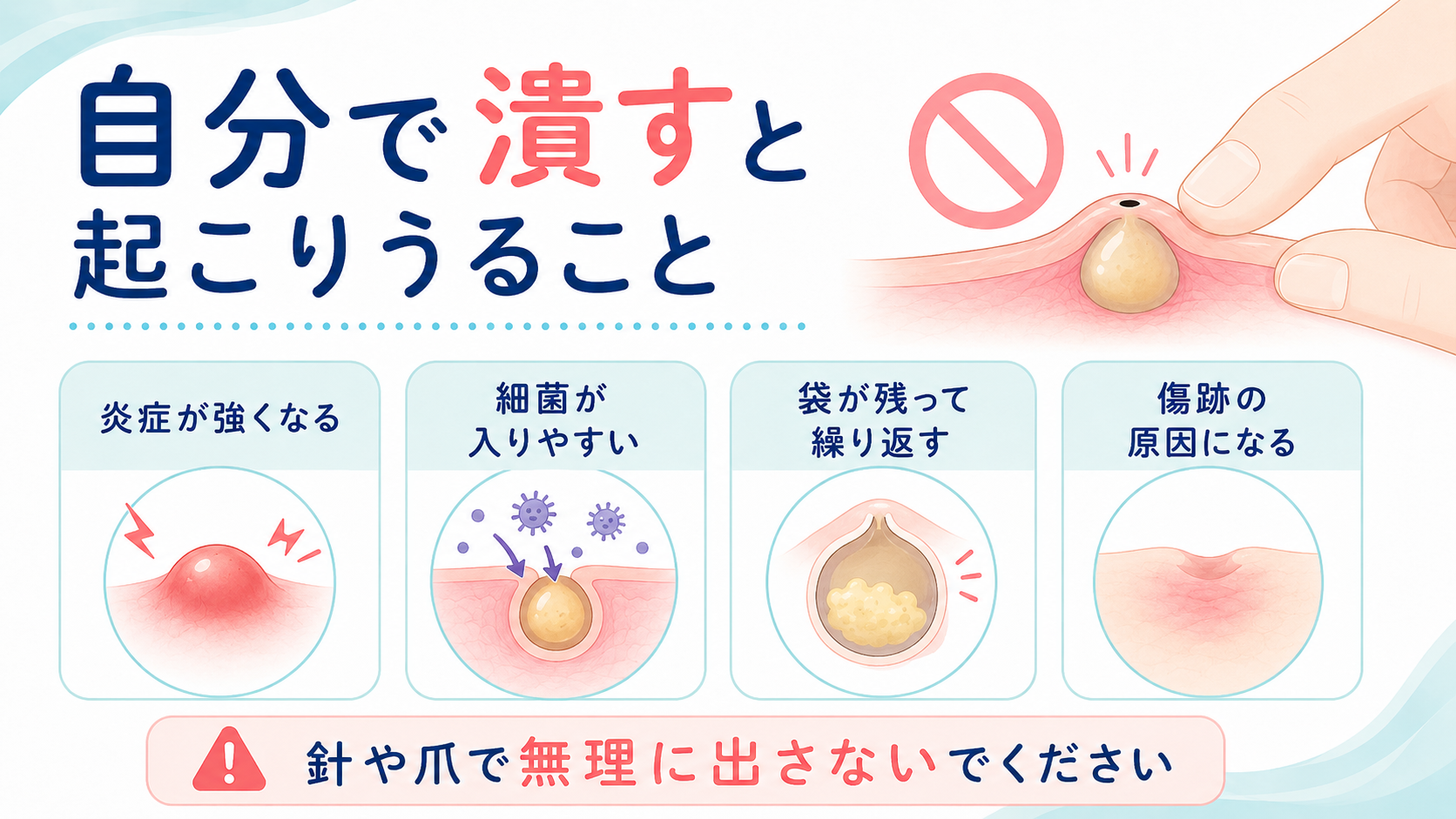 粉瘤を自分で潰すのは絶対Ng！激痛と悪臭を招く理由と正しい治療法