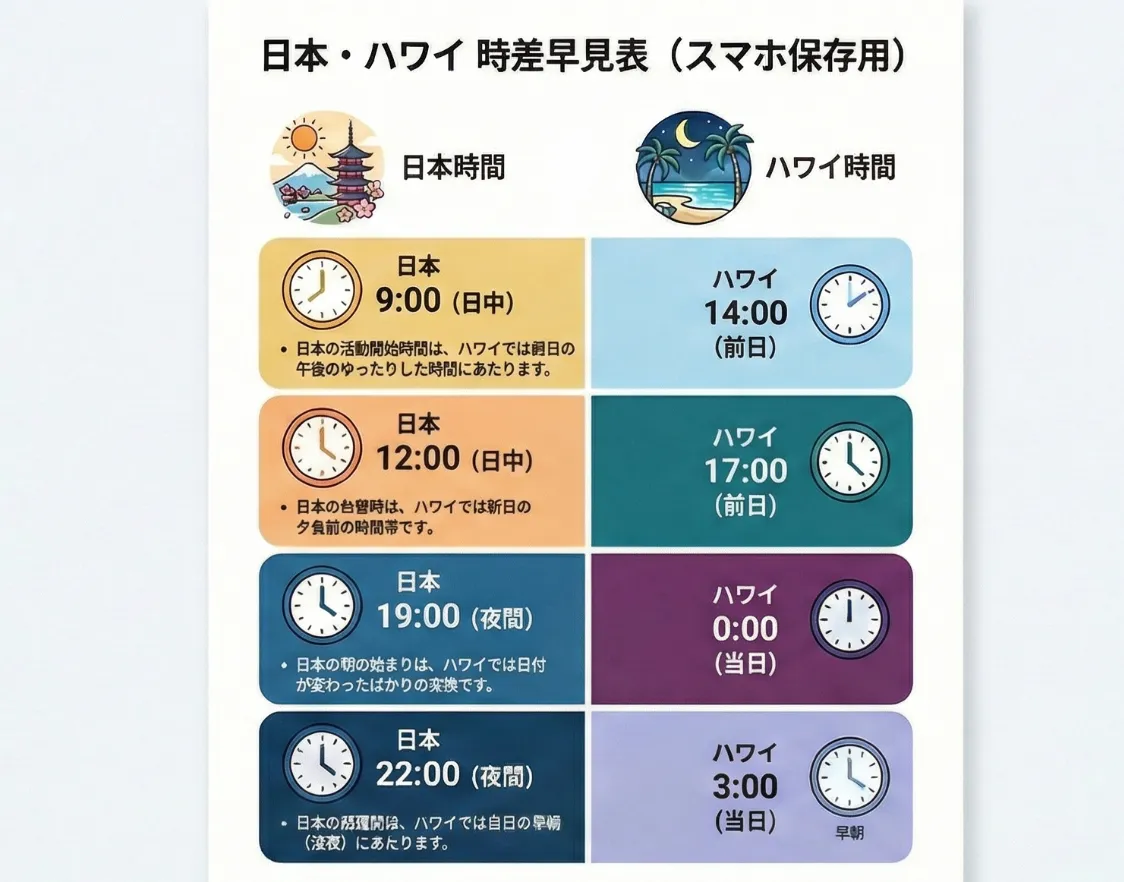 日本とハワイの時差19時間を一瞬で計算！サマータイムと時差ボケ対策