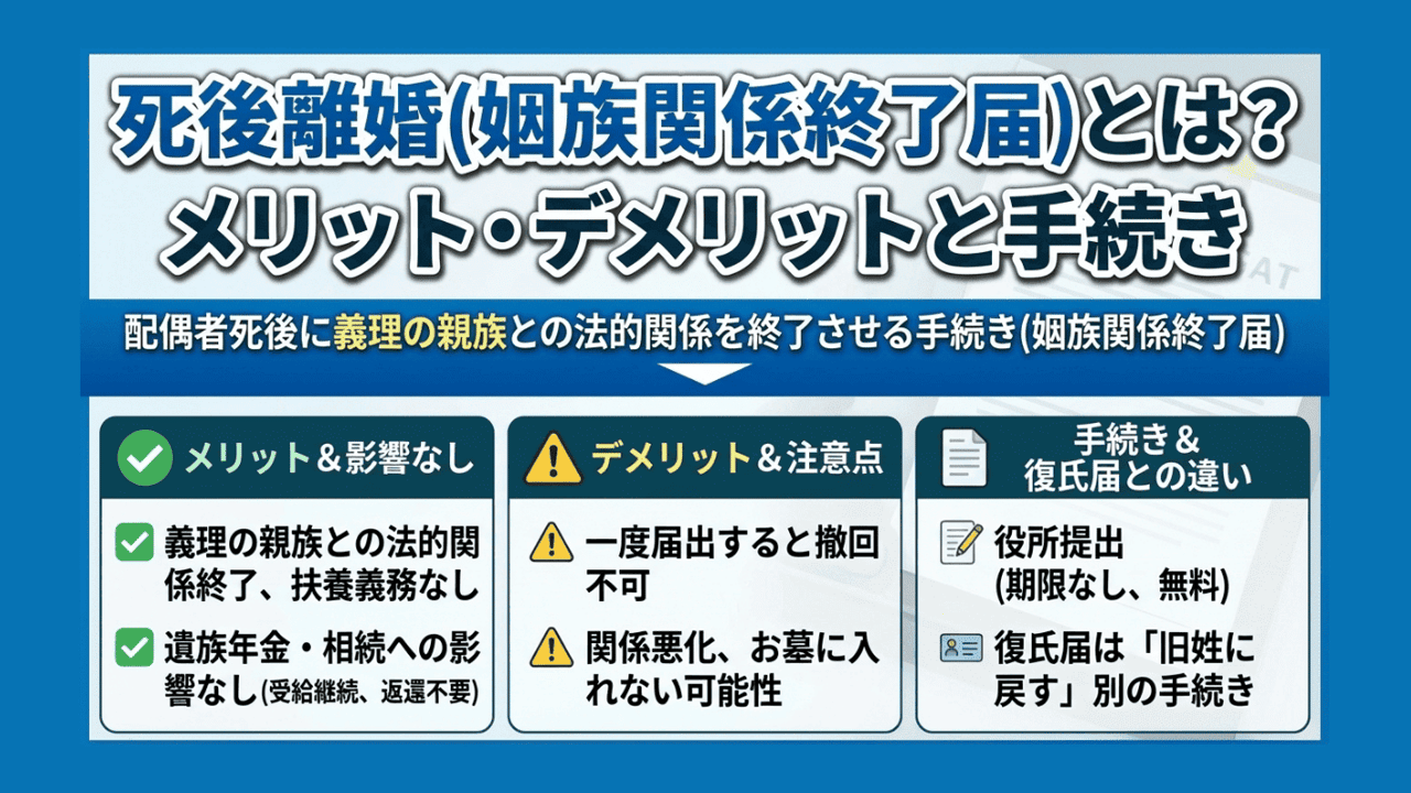 死後離婚とは？2026年最新版｜手続き・期限・相続・遺族年金まで全実務を完全解説