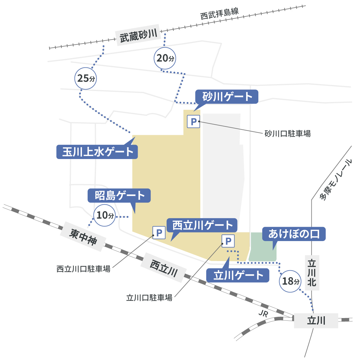 立川から昭和記念公園の最短徒歩ルート｜立川口とあけぼの口の違いを解説