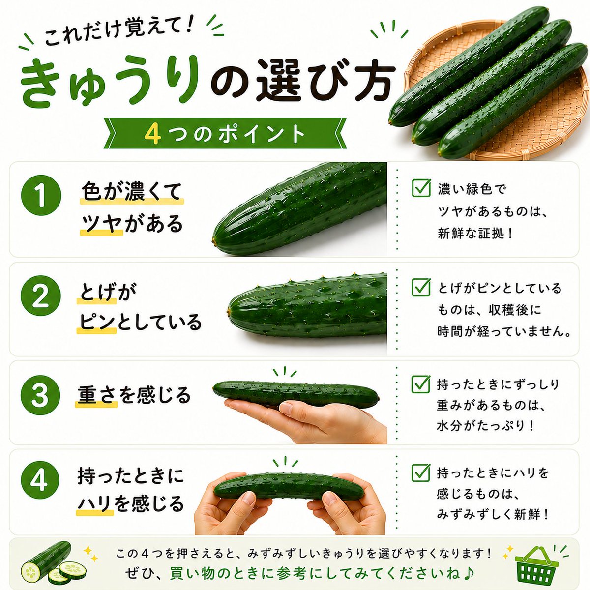 プロ直伝の美味しいきゅうりの選び方！新鮮さを見極める5つの鉄則
