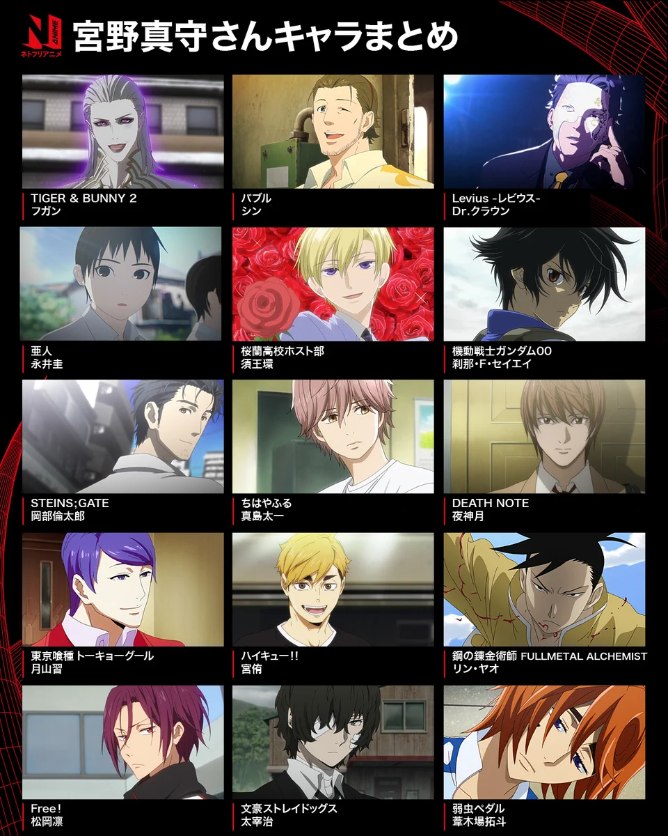 宮野真守の歴代キャラ人気ランキング！夜神月から童磨まで徹底解剖