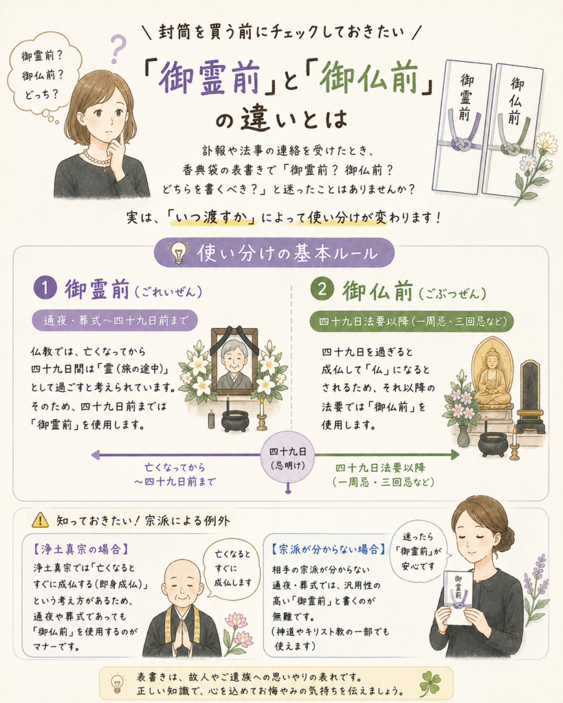 御霊前と御仏前の違いとは？四十九日と宗派で分かれる表書きの真実
