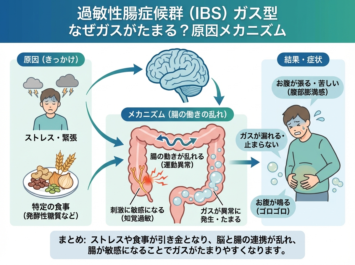 なぜおなら・ガス漏れが止まらない？過敏性腸症候群ガス型の改善法を徹底解説