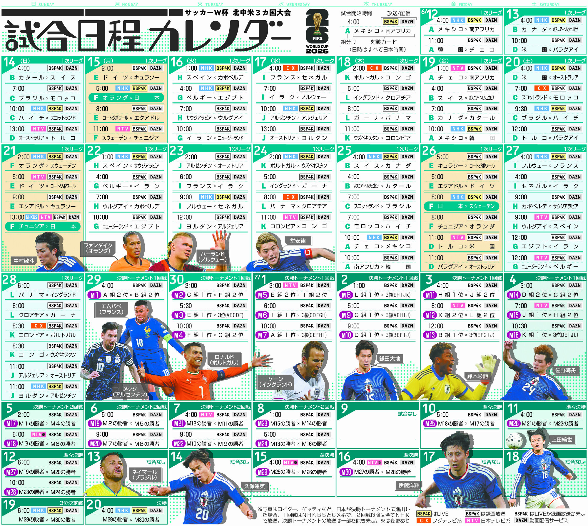 2026年サッカー日本代表の日程と放送一覧！地上波・Dazn・配信の全真相